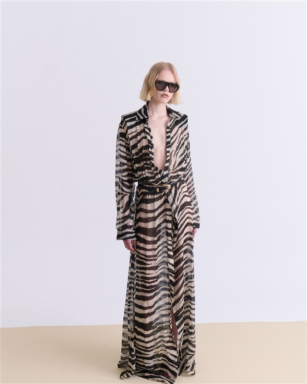 VK ZEBRA PRINT CHEMISIER MAXI DRESS